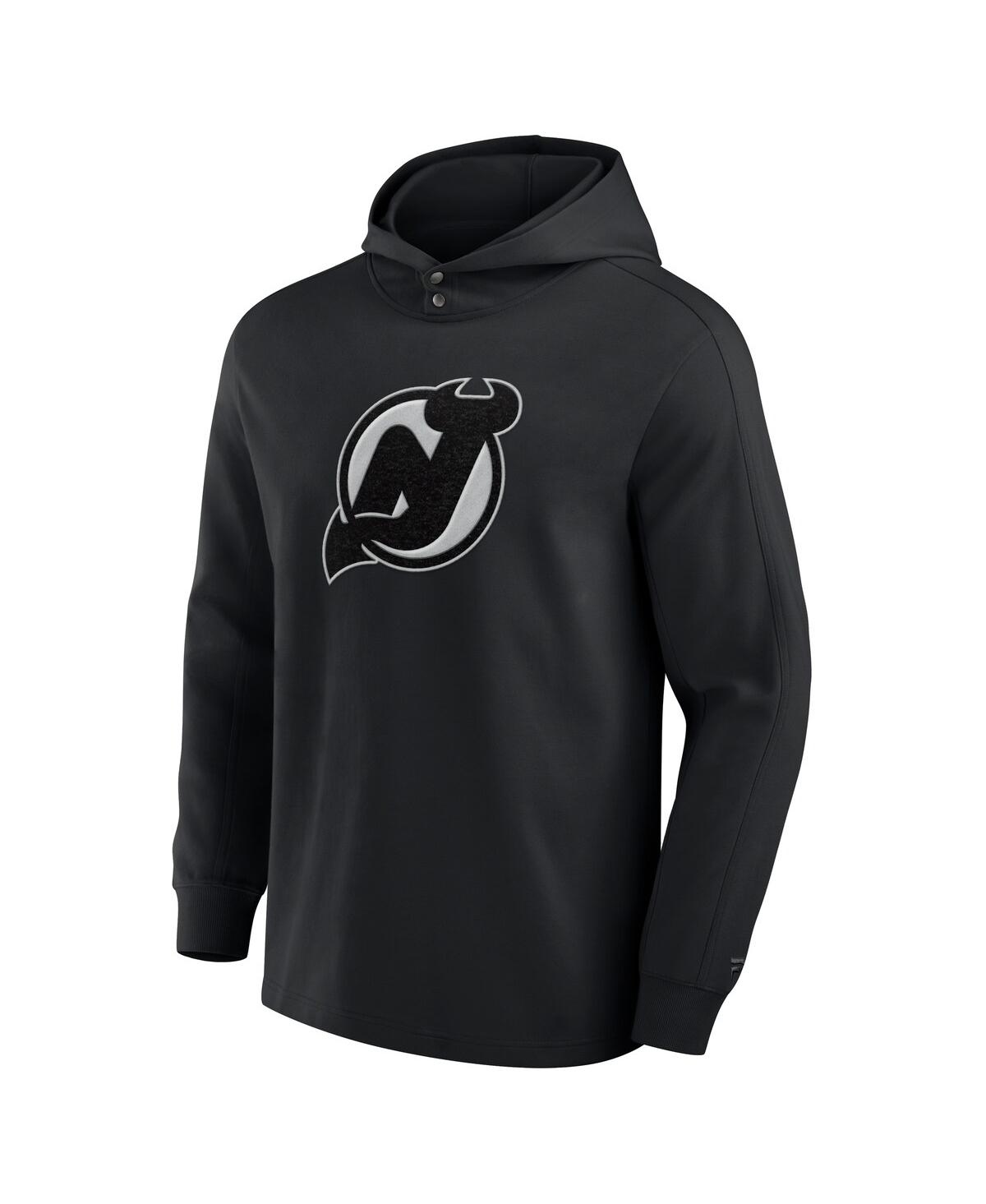 FANATICS MEN'S BLACK NEW JERSEY DEVILS ELEMENTS BLAZE TRI-BLEND LONG SLEEVE HOODIE T-SHIRT