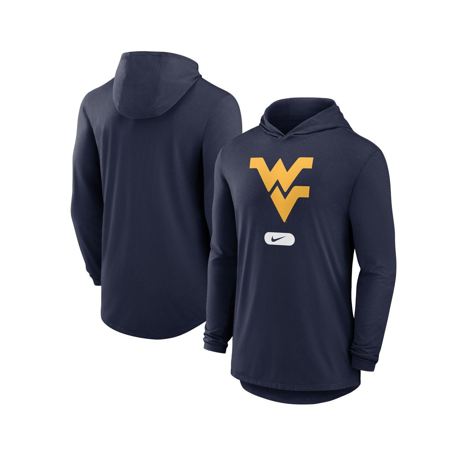 Men's Navy West Virginia Mountaineers Lightweight Performance Long Sleeve Hoodie T-Shirt