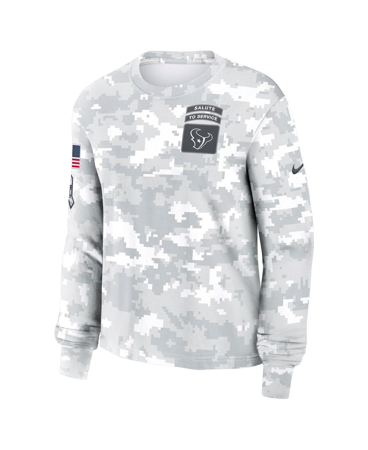 NIKE WOMEN'S WHITE HOUSTON TEXANS 2024 SALUTE TO SERVICE LONG SLEEVE T-SHIRT 