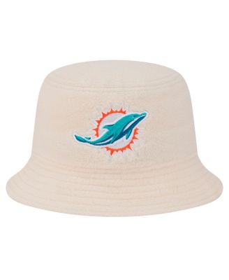Women's Cream Miami Dolphins Cozy Sherpa Bucket Hat