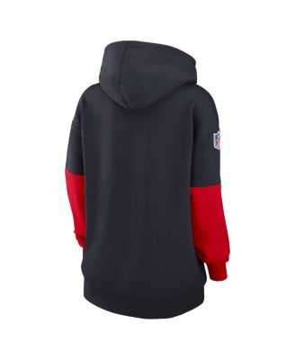 Women's Navy Houston Texans 2024 Sideline Essential Fleece Pullover Hoodie