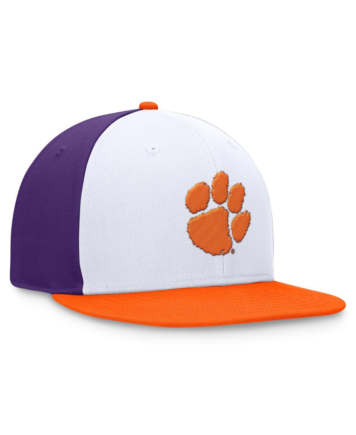 Top Of The World Men's White/orange Clemson Tigers Tri-tone Heritage Collector Fitted Hat In White,orange