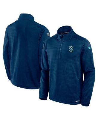 Fanatics - Men's Navy Seattle Kraken Authentic Pro Rink Quarter-Zip Jacket