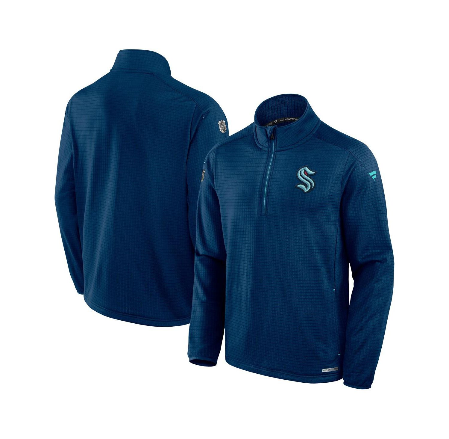 Men's Navy Seattle Kraken Authentic Pro Rink Quarter-Zip Jacket