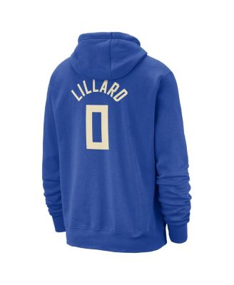 Мужская толстовка с капюшоном Nike Damian Lillard Royal Milwaukee Bucks 2024/25 City Edition, пуловер с именем и номером