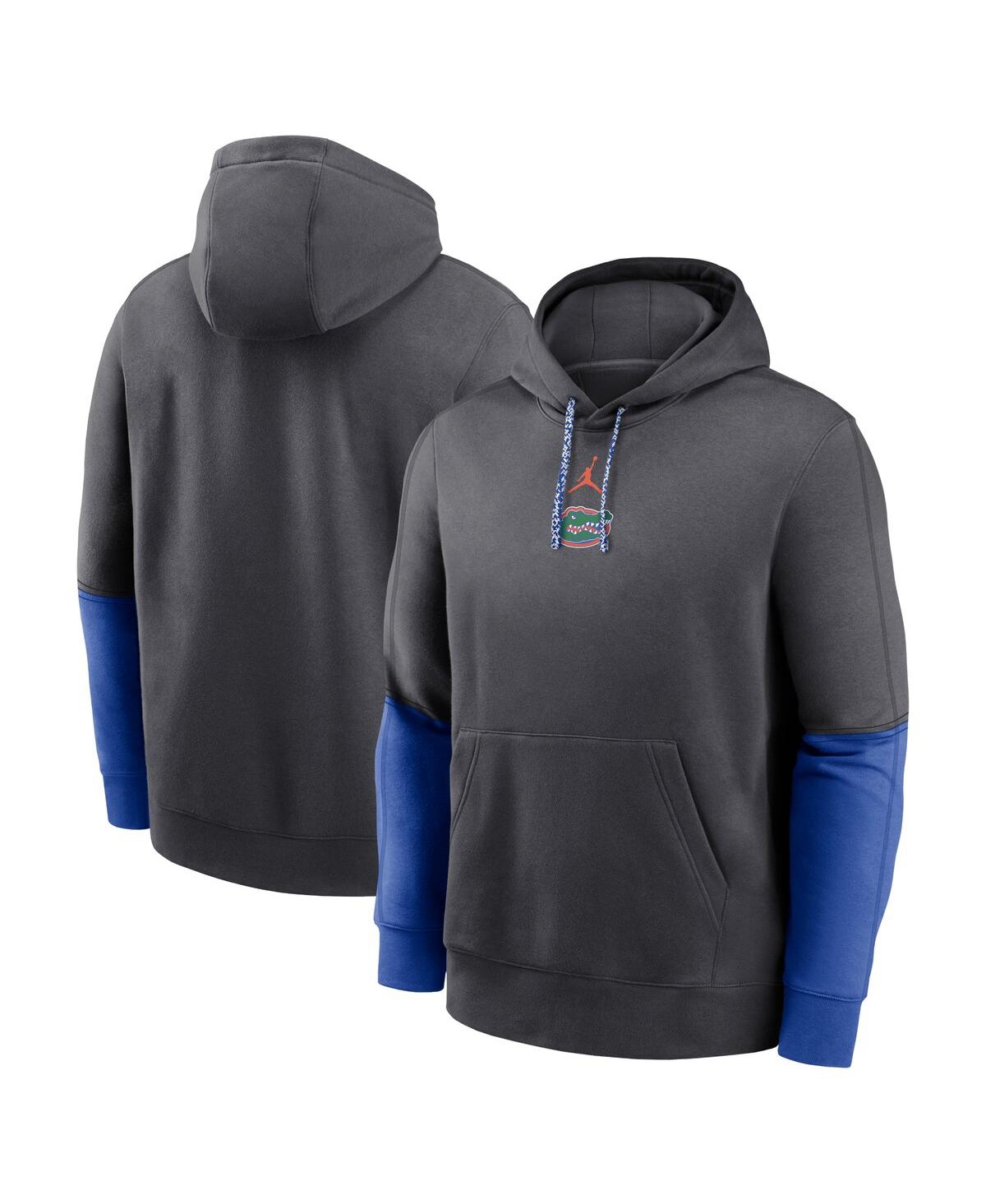 Men's Anthracite/Royal Florida Gators 2024 Sideline Club Pullover Hoodie - Anthracite, Royal