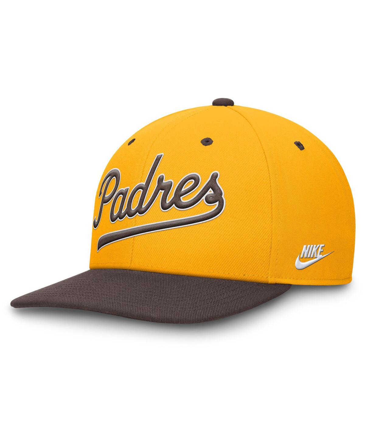 Nike Men's Gold/brown San Diego Padres Cooperstown Collection Pro Performance Snapback Hat In Gold,brown