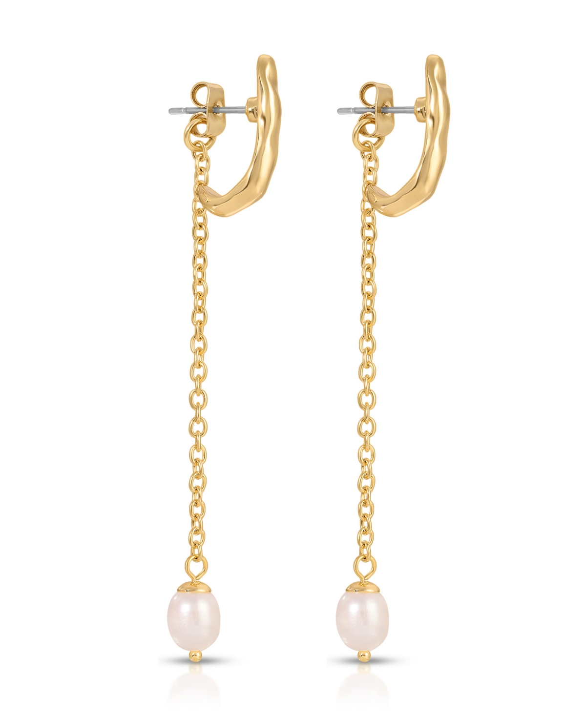 Ettika Lux Cultured Freshwater Pearl Linear Drop Earrings In 18k Gold Plated In Gold