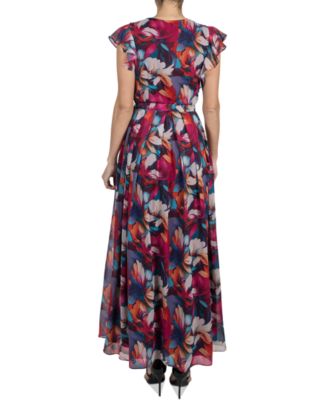 Женское макси-платье с развевающимися рукавами и принтом от Donna Ricco