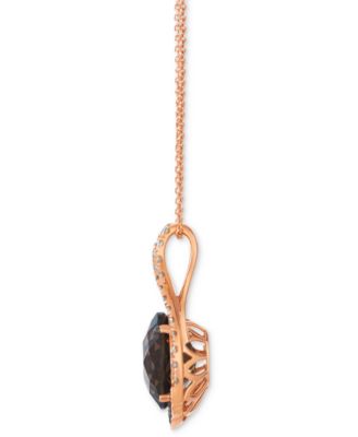 Chocolate Quartz (4-1/4 ct. t.w.), Nude Diamond (3/8 ct. t.w.) & Chocolate Diamond (1/5 ct. t.w.) Pendant Necklace in 14k Rose Gold, 20"