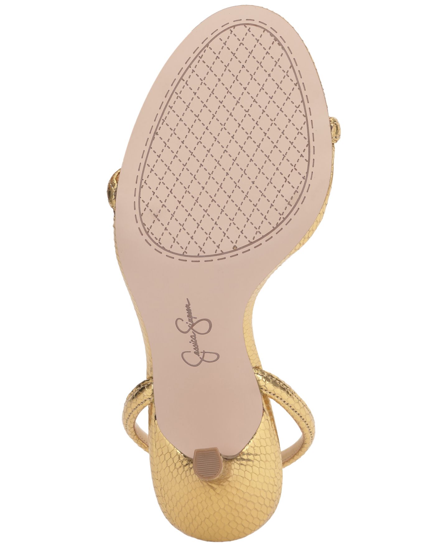 Женские сандалии Jessica Simpson Baharia Ankle-Strap Dress Sandals, цвет: Золотой змеиный — фото 5