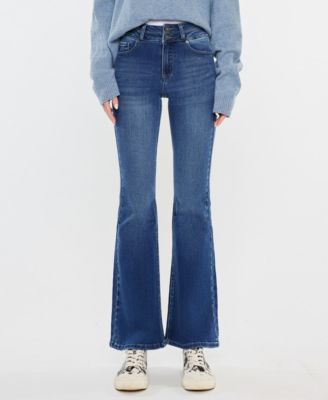 Women's High Rise Double Waist Band Flare Jeans
