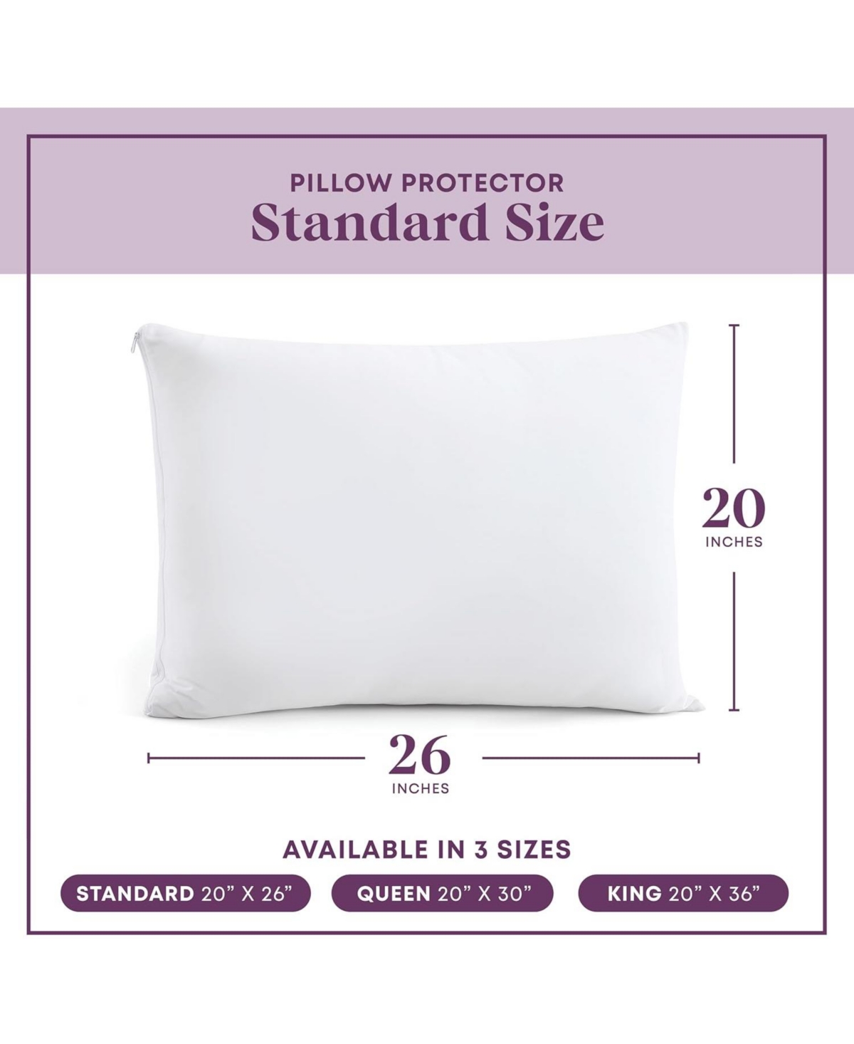 Circles Home 100% Cotton Breathable Pillow Protector with Zipper – White ( Pack