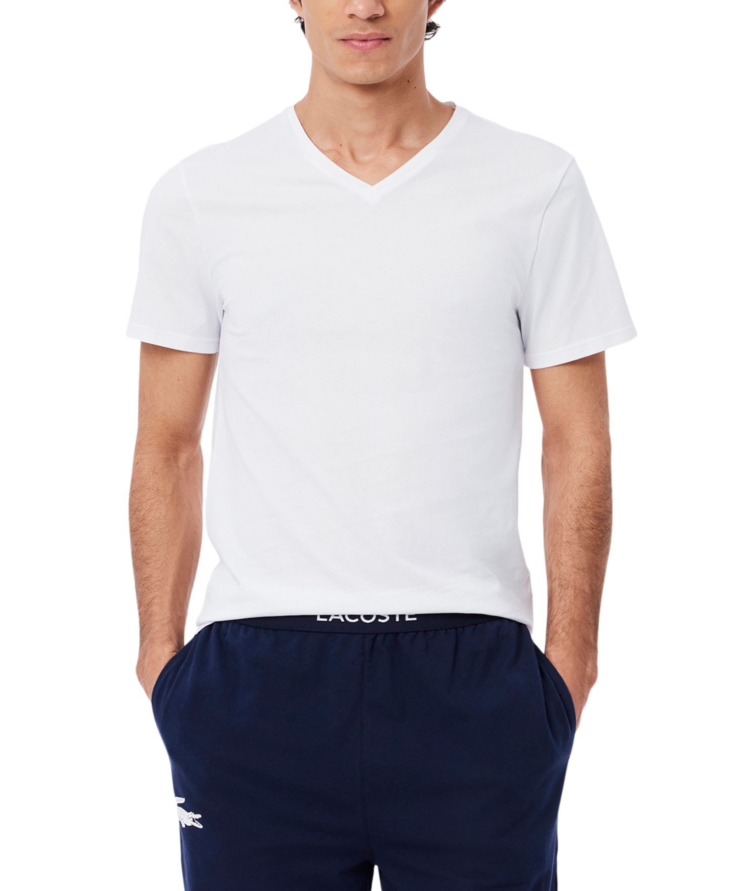 Бельё Undershirts для мужчин, хлопок, 5 шт. — Lacoste, цвет: Белый — фото 2