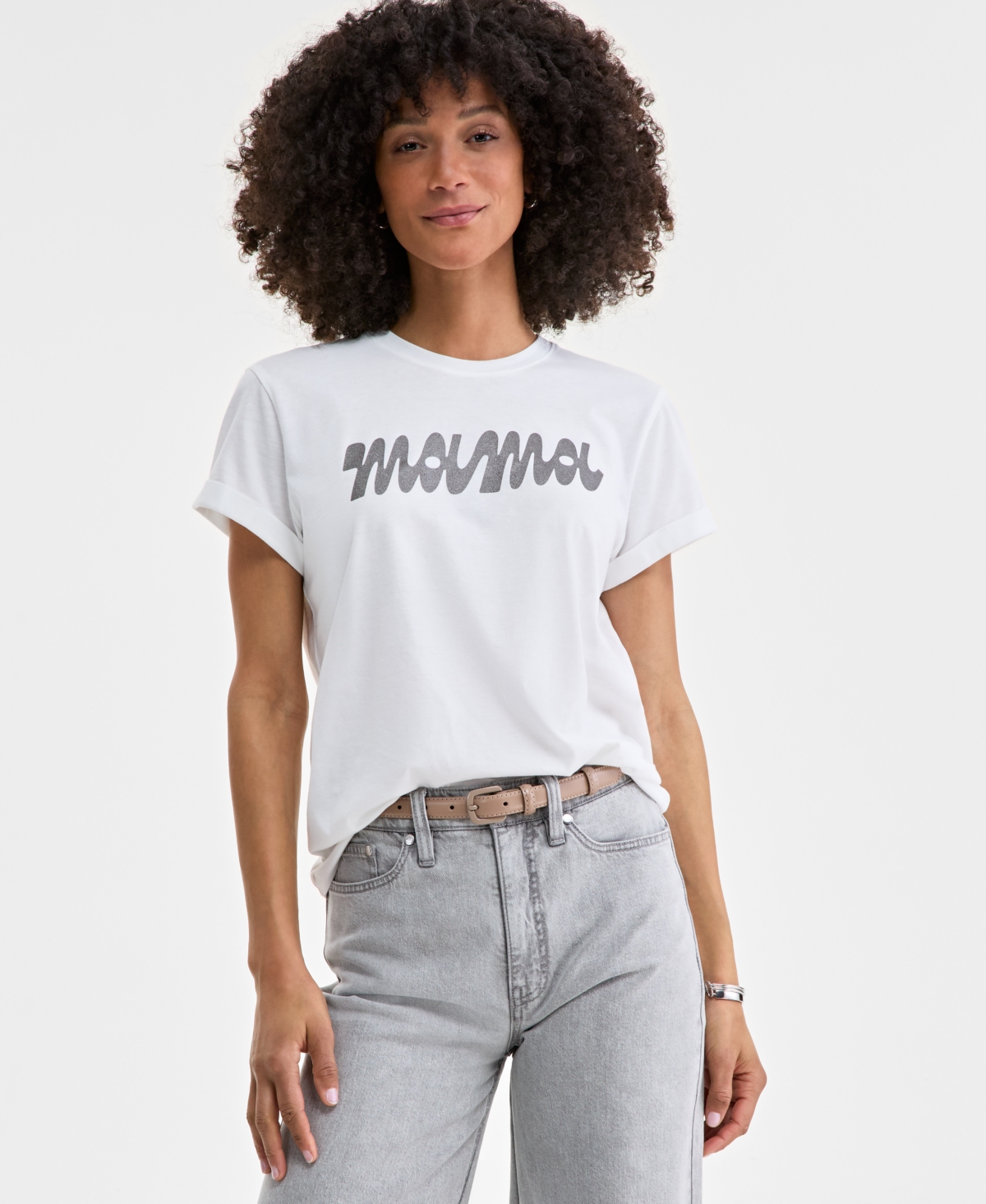 Women's Mama Graphic Relaxed-Fit T-Shirt, Exclusively at Macy's - Washed White