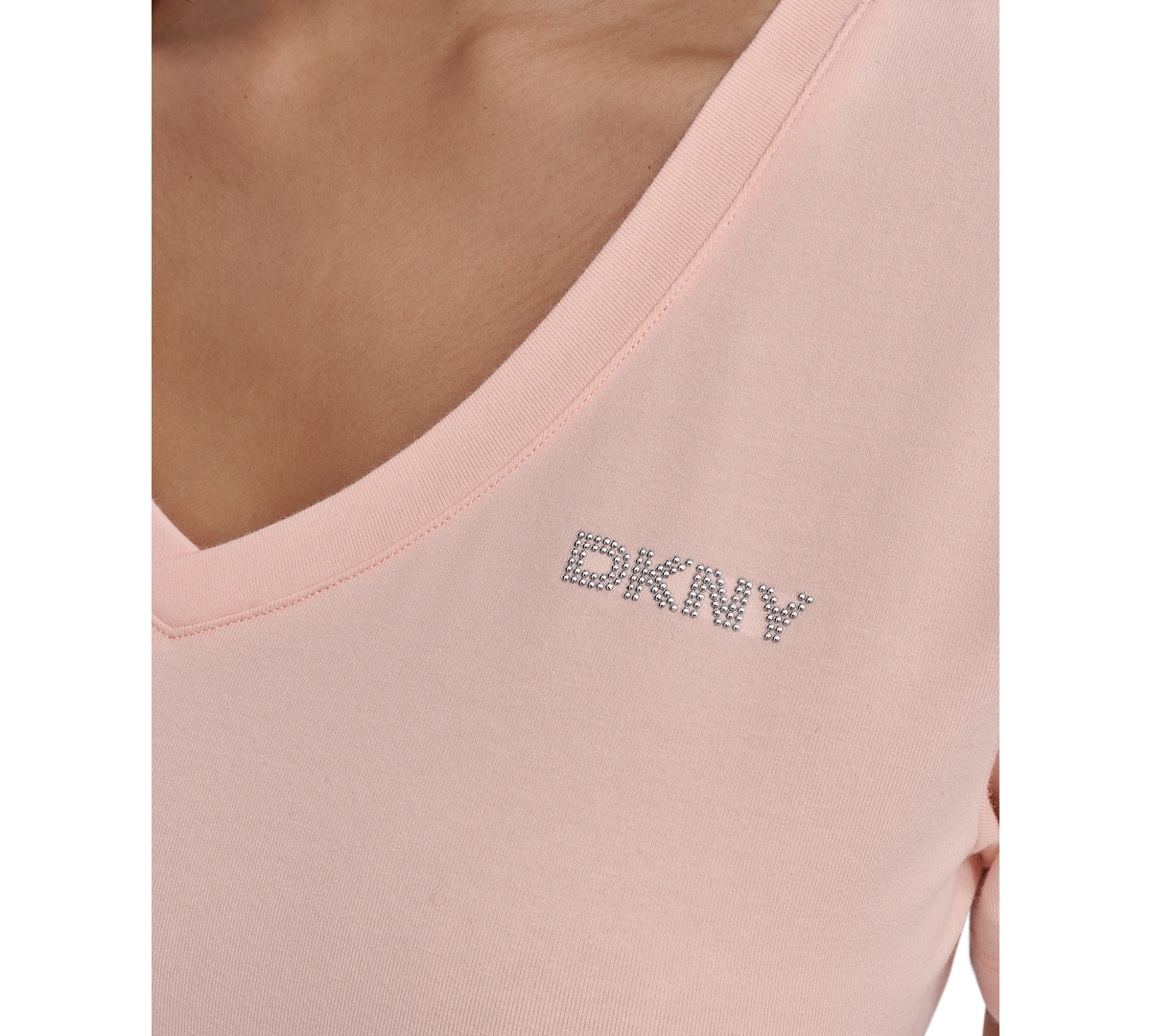 DKNY SPORT WOMEN'S STUDDED-LOGO V-NECK T-SHIRT DRESS 