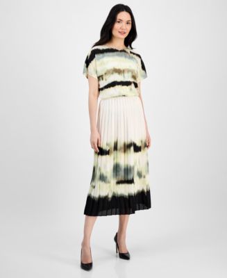 Anne Klein Women's Printed Pull-On Pleated Skirt main image 0
