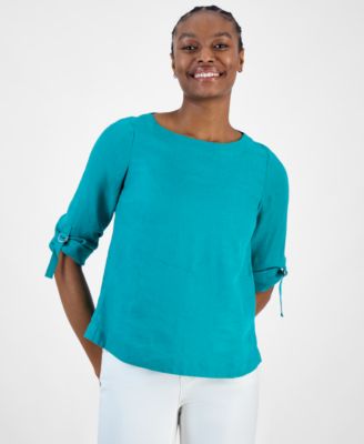 Charter Club - Women's Linen D-Ring Top, Created for Macy's