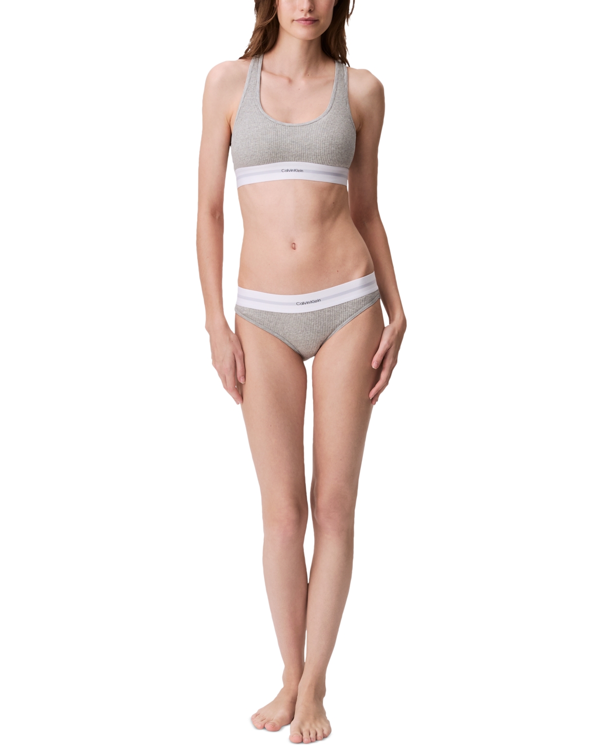 Calvin Klein Women's Ribbed Boyshort Underwear Qf8024 In Grey Heather