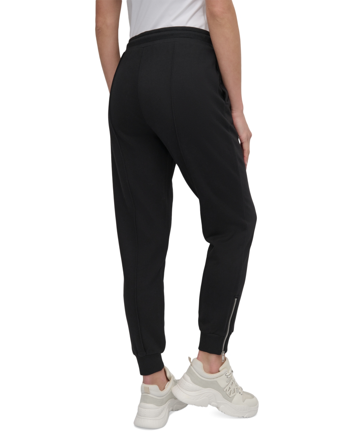 DKNY SPORT WOMEN'S ZIP-CUFF HIGH-RISE COTTON JOGGERS 