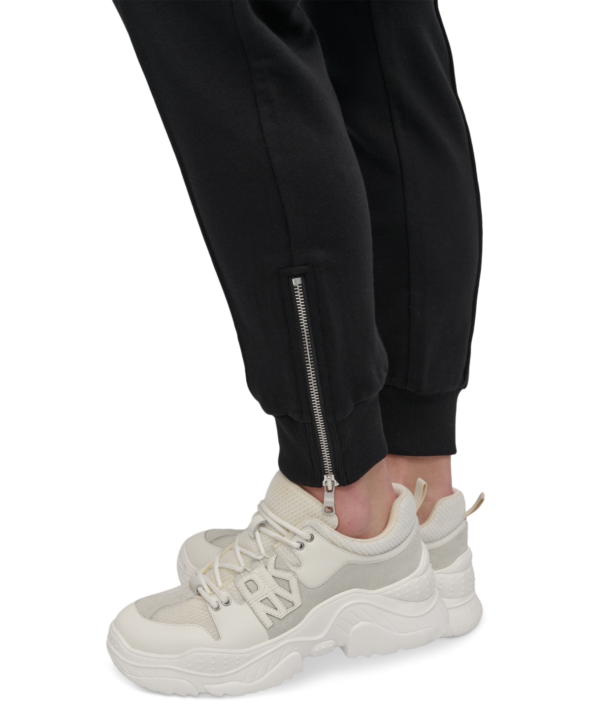 DKNY SPORT WOMEN'S ZIP-CUFF HIGH-RISE COTTON JOGGERS 