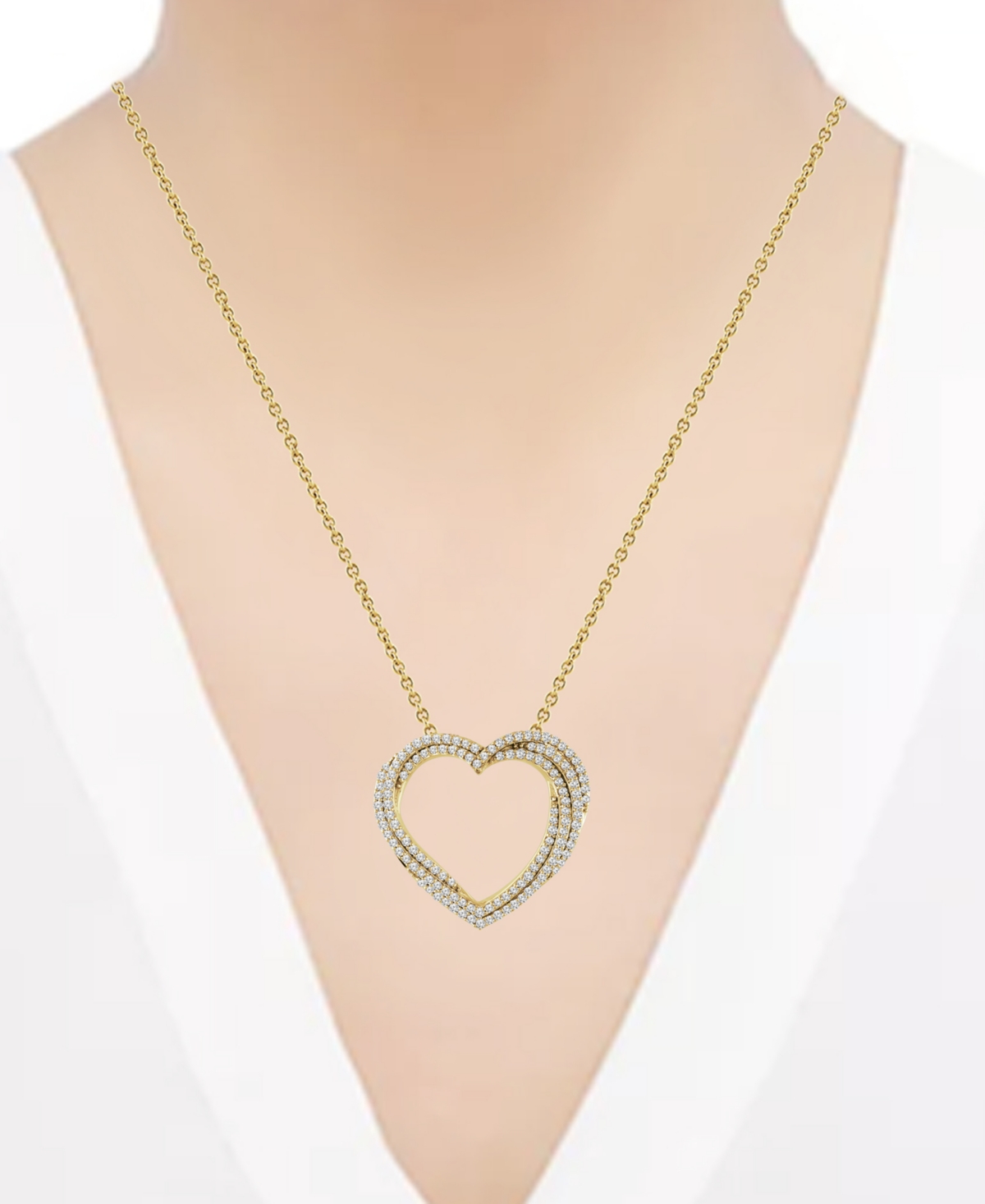 Macy's Diamond Multiple Heart Pendant Necklace (1/2 Ct. T.w.) In Sterling Silver Or 14k Gold-plated Sterlin In Gold-plated Sterling Silver