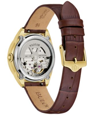 Women's Sutton Automatic Brown Leather Strap Watch 34.5mm