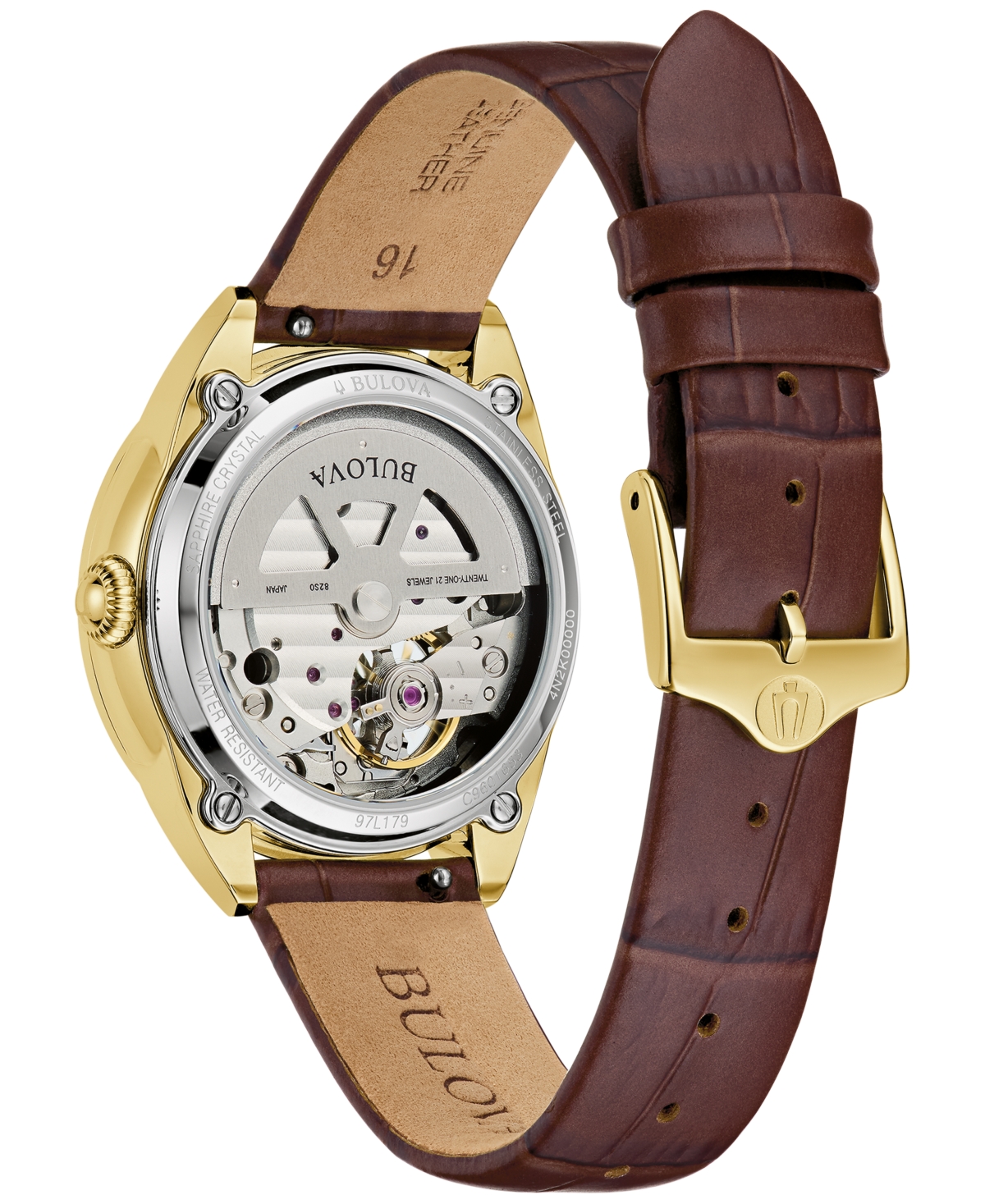 Bulova Women's Sutton Automatic Brown Leather Strap Watch 34.5mm In Brown