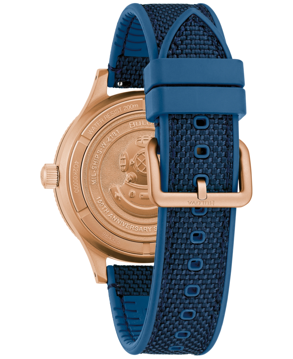 Bulova 150th Anniversary Men's Automatic Mil-ships Blue Nylon Strap Watch 41mm In Blue