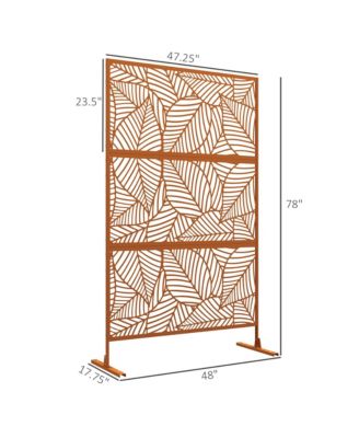 Metal Privacy Screen 6.5' Outdoor Divider Leaf Motif,