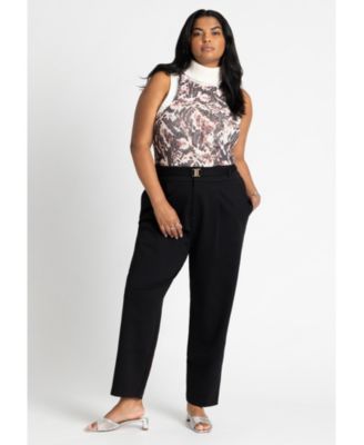 Брюки ELOQUII Plus Размера до щиколотки с поясом