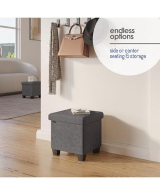 Rectangular Boucle Ottoman Storage Bench – Modern Foot Stool, Makeup Vanity Stool, Perfect for Living Room & Bedroom Decor