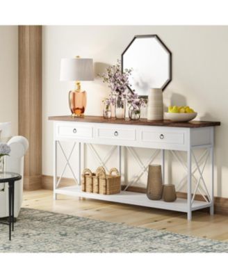 70.8" Console Table with 3 Drawers, Farmhouse Entryway Table with Storage Shelf, Narrow Long Sofa Foyer Table for Entryway, Hallway
