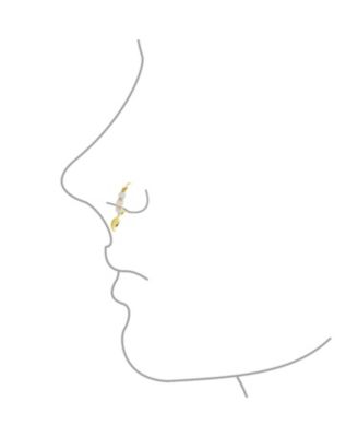 14K Solid Yellow Real Gold Created White Opal Angel Wing Septum Rings Nose Ring Thin Hoop Tragus Earlobe Cartilage Helix Endless