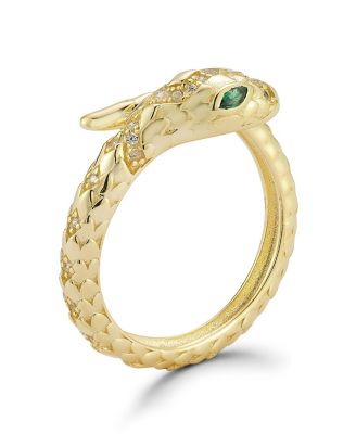 14K Gold Plated Sterling Silver Bypass Snake Ring