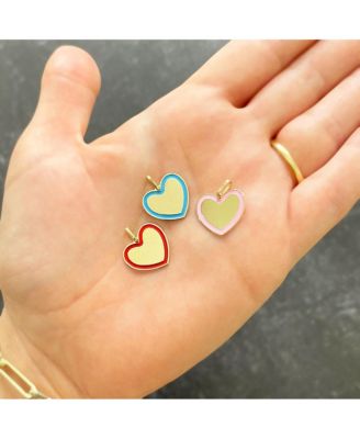 Очаровательный шарм в виде золотого сердца с розовой эмалью из золота 14 Карат