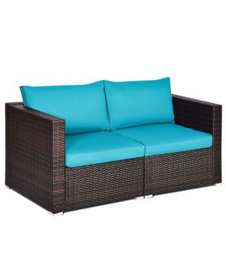 4PCS Patio Rattan Corner Sofa Sectional Furniture Set