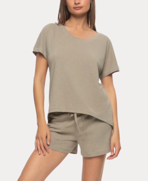 Женские шорты Felina Lauren Linen Jersey Pullover Top and Shorts Sleepwear, цвет: Дубовый