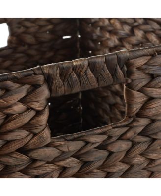 Collapsible Woven Water Hyacinth Storage Baskets, 13" x 13" Cube Organizers for Bathroom, Bedroom, Laundry, Pantry, Shelves