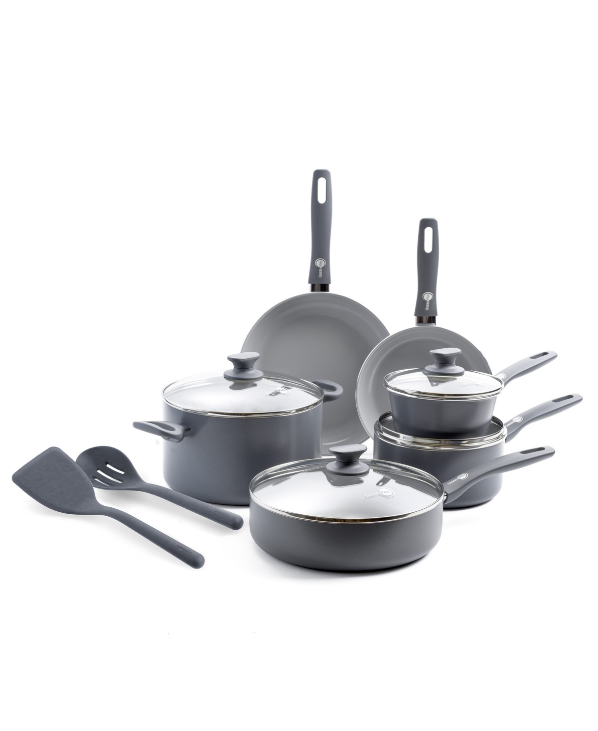 Greenpan Dover Ceramic Nonstick 12-piece Cookware Set In Gray