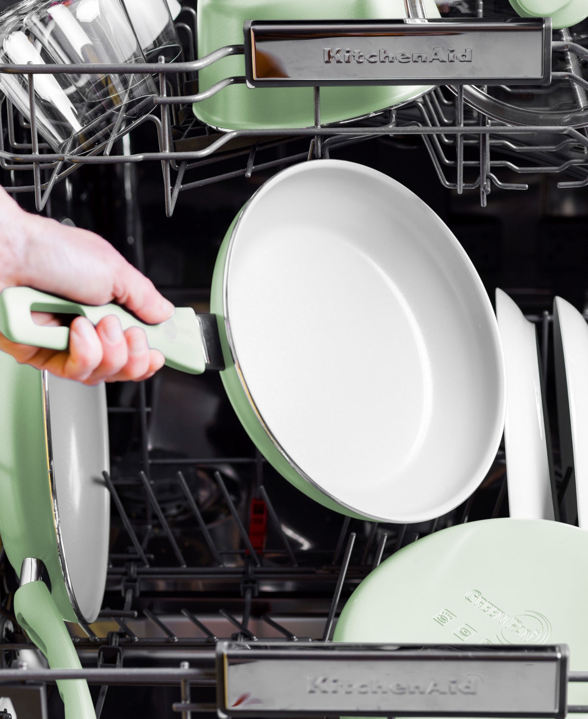 Greenpan Dover Ceramic Nonstick 2-piece Frypan Set In Pastel Green
