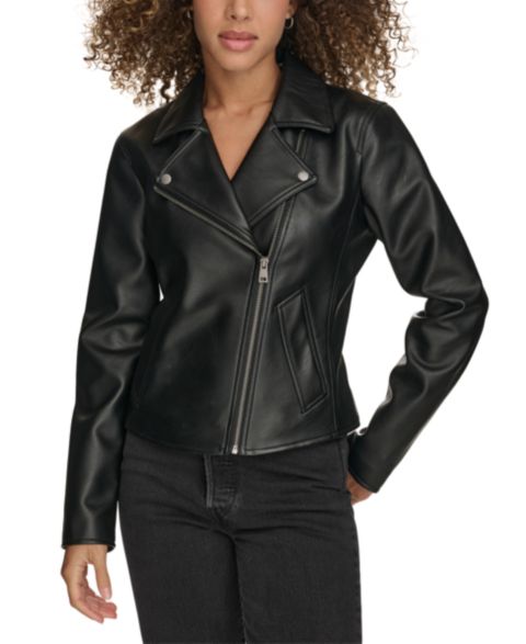 Женские куртки Levi's Women's Faux-Leather Asymmetric-Zip Moto Jacket