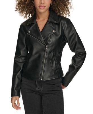 Levi's Women's Faux-Leather Asymmetric-Zip Moto Jacket - Macy's