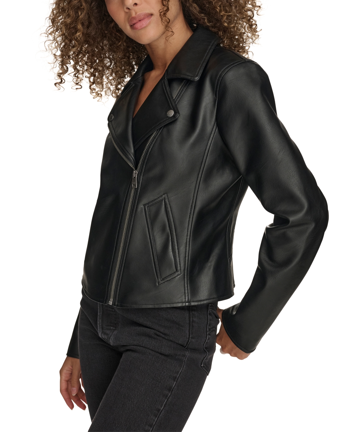 Levi's Women's Faux-leather Asymmetric-zip Moto Jacket In Black