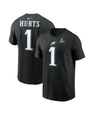 Nike - Men's Jalen Hurts Black Philadelphia Eagles Super Bowl LIX Patch Player Name Number T-Shirt