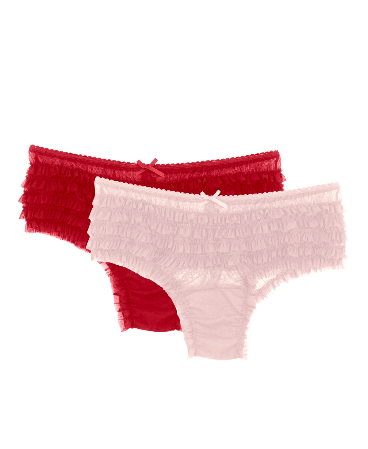 Women's Veil 2 Pack Mesh Ruffle Cheeky Panty - Something Blue/Cloud