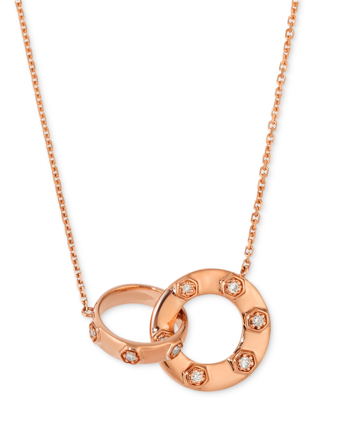 Le Vian Anywear Everywear Nude Diamond Interlocking Circle Adjustable 19" Pendant Necklace (1/10 Ct. T.w.) I In Rose Gold