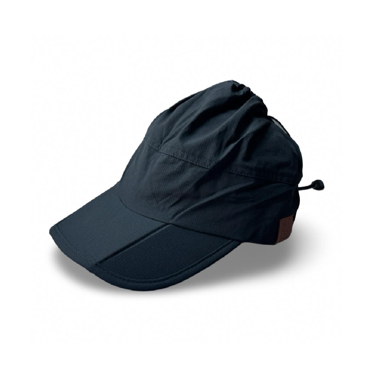Women's Adjustable High Ponytail Running Hat - Black - Black