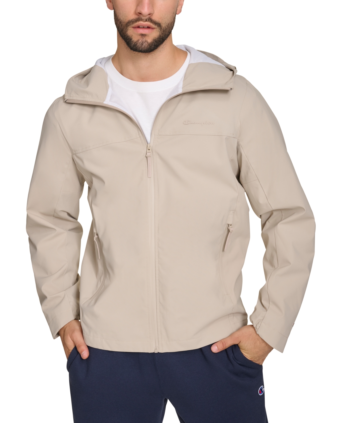 Champion Men's Hooded Rain Jacket In Pebble