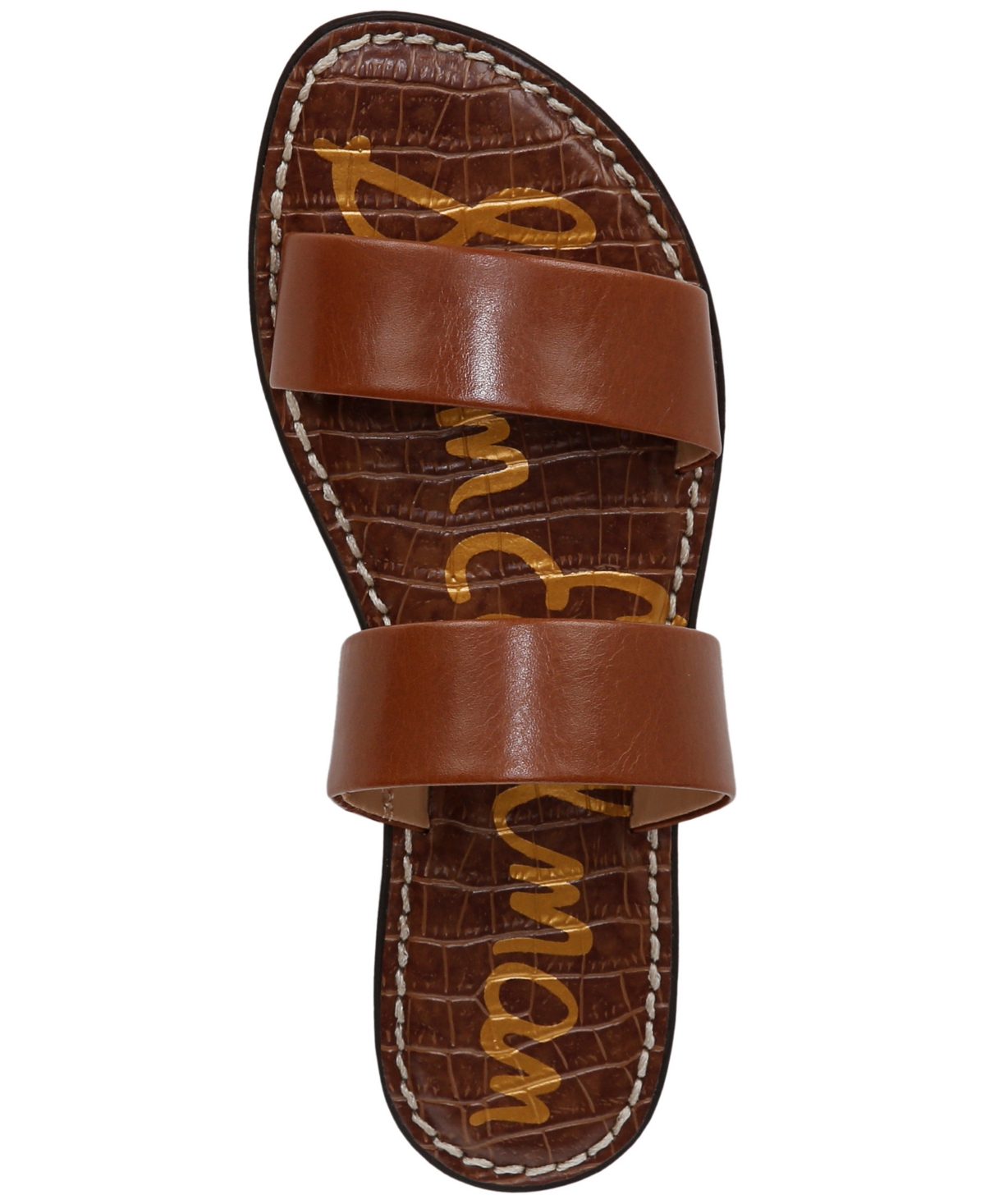 Sam Edelman Gala Double Strap Slide Sandal Cognac Leather In Cognac Brown Leather